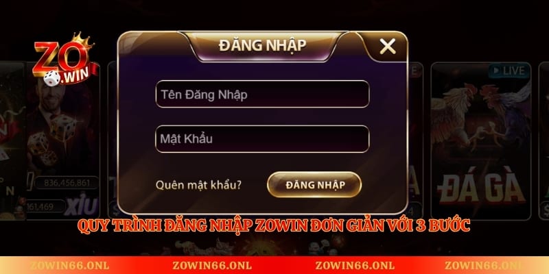 Quy trình đăng nhập Zowin đơn giản với 3 bước